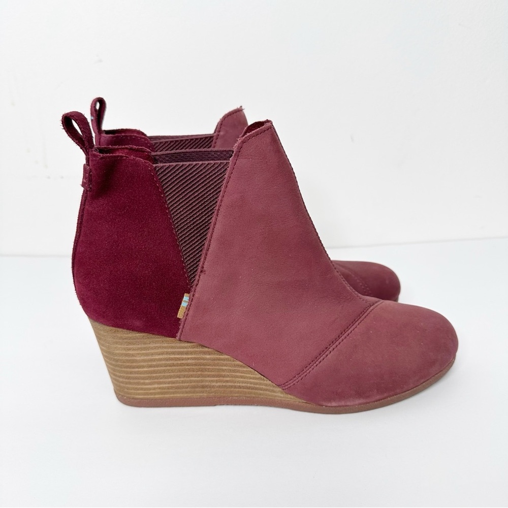 TOMS | 100% Leather‎ Kelsey Pull On Wedge Ankle Boots Booties Shoes  Sz. 10